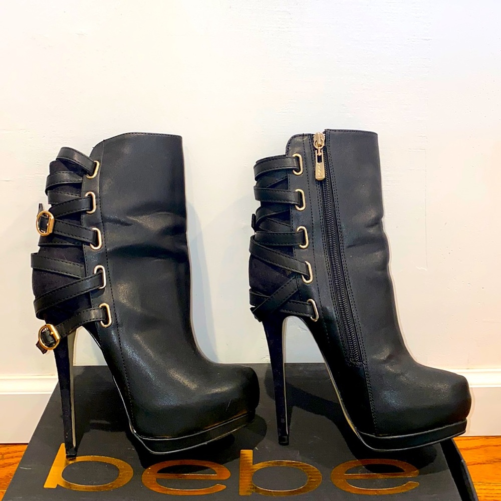 Sexy Belted Black Booties **WORN ONCE**